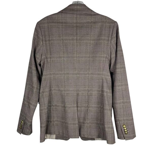 Banana Republic Double Breasted Checker Blazer Gold Button Size 6 - Picture 5 of 11